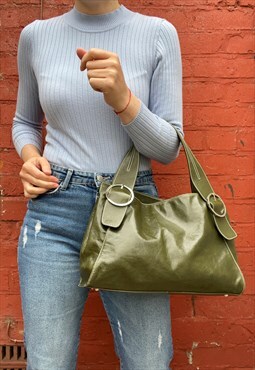 Dark Green Leather Y2K Handbag