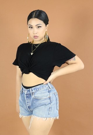 VINTAGE LEVI'S CUT OFF HIGH WAIST DENIM JEAN SHORTS