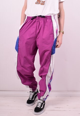 DIADORA MENS VINTAGE TRACKSUIT TROUSERS W34 L34 PURPLE 90'S