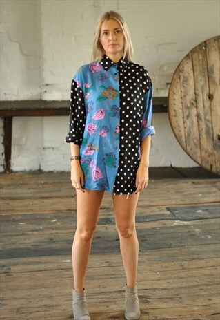 80'S FLORAL SPOTTY OVERSIZED SHIRT