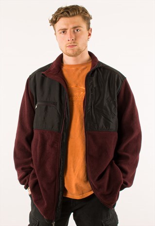 VINTAGE BURGUNDY CHAPS RALPH LAUREN FULL ZIP FLEECE