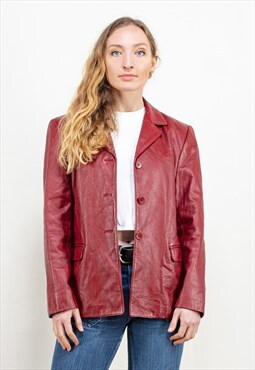 Vintage 80's Women Red Leather Jacket 
