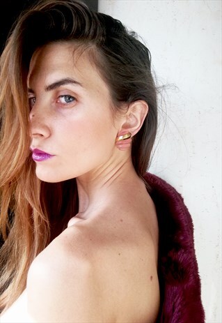 VINTAGE 80S PINK AND GOLD EARRINGS