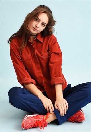 90'S RETRO MINIMALIST CORDUROY SHIRT TOP