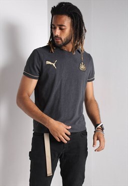 Vintage Newcastle United Puma Polo Shirt Striped Black (RL)