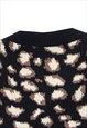 LEOPARD PRINT SLEEVELESS SWEATER CHEETAH CARDIGAN IN BLACK