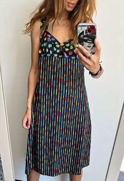 Bubble Printed Colorful High Waist Summer Dress Medium