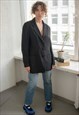 Vintage 80's Black Long Fit Wool Blazer