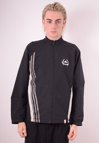ADIDAS MENS VINTAGE TRACKSUIT TOP JACKET SMALL BLACK 90S