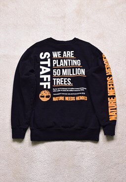 Timberland Black Staff Recycled Cotton Graphic Sweater