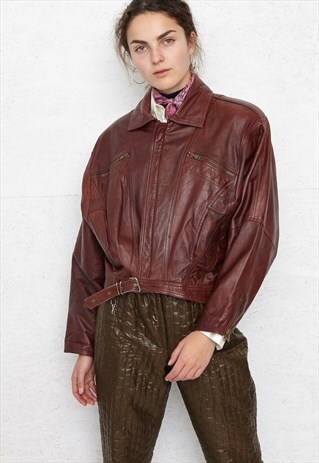 VINTAGE BURGUNDY LEATHER JACKET