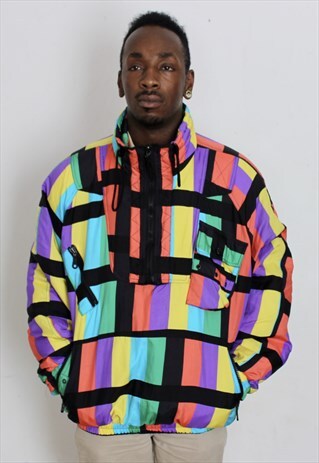 VINTAGE BLOCK COLOUR FUNKY SKI JACKET LARGE