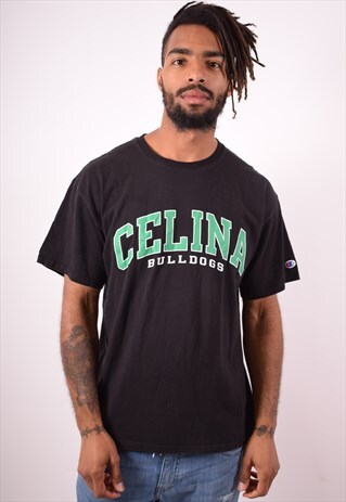 CHAMPION MENS VINTAGE CELINA BULLDOGS T-SHIRT TOP LARGE 90S