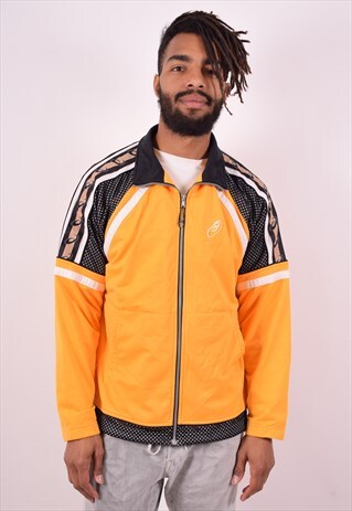 ASICS MENS VINTAGE TRACKSUIT TOP JACKET MEDIUM YELLOW 90S
