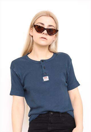 VINTAGE 90S LEVIS NAVY RIBBED TOP T-SHIRT