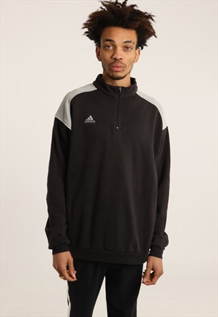 VINTAGE ADIDAS EMBROIDERED LOGO 1/4 ZIP SWEATSHIRT