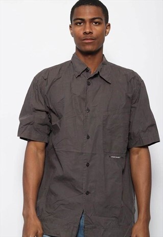 VINTAGE STONE ISLAND PRINT LOGO SHIRT BROWN