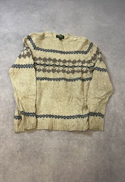 Vintage Eddie Bauer Knitted Jumper Patterned Grandad Sweater