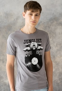Junglist Vinyl T Shirt Drum & Bass Music Festival EDM Tee