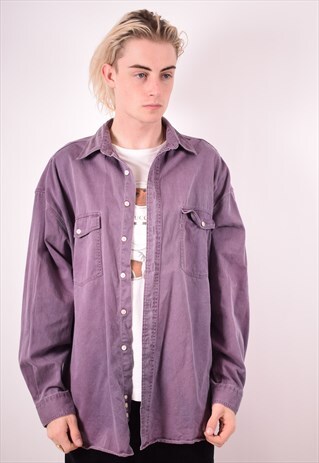 MENS VINTAGE DENIM SHIRT XL PURPLE 90S