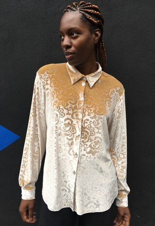 1990'S FLORAL VELVET BLOUSE