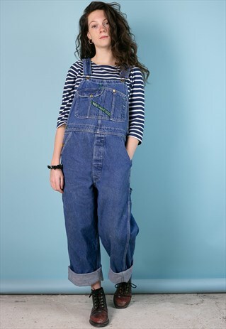 VINTAGE KEY DUNGAREES OVERALLS MIDWASH BLUE DENIM