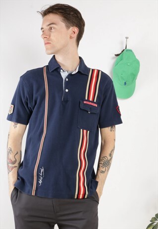 VINTAGE TOMMY HILFIGER POLO SHIRT IN NAVY BLUE Z537