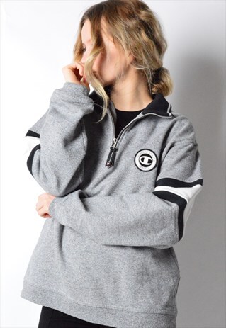 VINTAGE 90S CHAMPION SPORTS GREY 1/3 ZIPPER SWEATSHIRT
