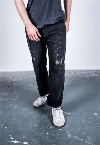 VINTAGE BLACK LEVI'S 501 PAINT JEANS