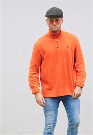 RALPH LAUREN 1/4 ZIP TANGELO ORANGE SWEATSHIRT