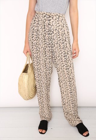 VINTAGE 90S BROWN FESTIVAL LOOSE PRINT TROUSERS