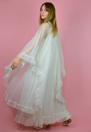 VINTAGE 1970S BOHEMIAN RUFFLE WEDDING DRESS