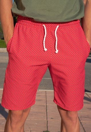 HANDMADE POLKA DOT SHORTS IN RED