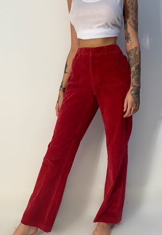 RED VINTAGE STRAIGHT LEG CORDUROY JEANS/TROUSERS