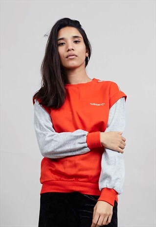 VINTAGE ADIDAS CLASSIC EARLY 70'S RED/GREY OVERSIZED SWEATER