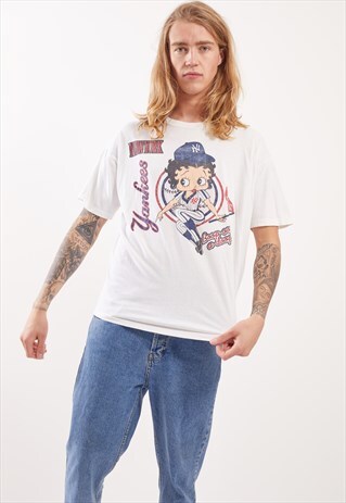 VINTAGE BETTY BOO YANKEES GRAPHIC PRINT T-SHIRT