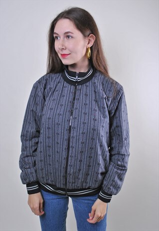 VINTAGE GREY FLOWERS WOMAN FESTIVAL BOMBER JACKET