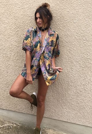 PATTERNED OVERSIZED RETRO VINTAGE UNISEX FESTIVAL SHIRT