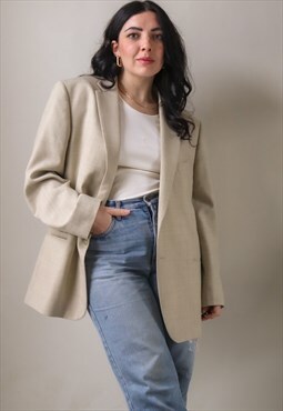Vintage 90s Oversized Blazer in Ecru