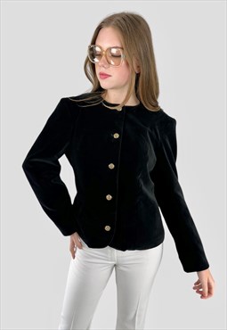 80's Vintage Black Velvet Evening Long Sleeve Ladies Jacket