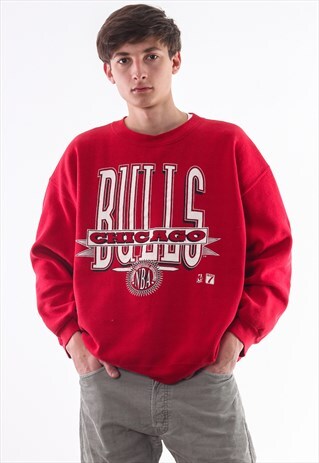 VINTAGE CHICAGO BULLS NBA CREW NECK 90S RED