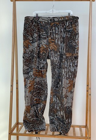 VINTAGE 80S COTTON CAMO CARGO HUNTING PANTS (2X)