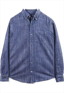 Vintage 90's Gap Shirt Button Up Long Sleeve Denim Navy Blue