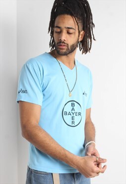 Vintage Asics 90's Bayer Graphic T-Shirt - Blue