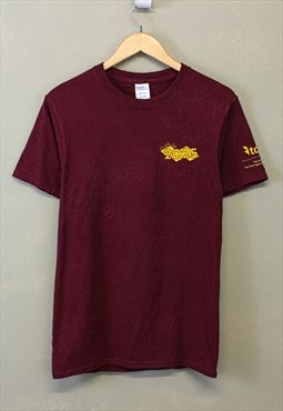 Vintage Graphic T Shirt Burgundy Short Sleeve 90s