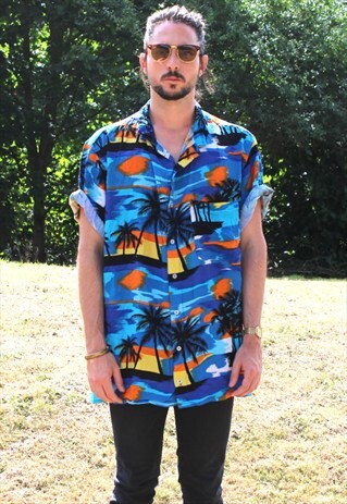 VINTAGE 80S HAWAIIAN USA SHIRT - XL - FESTIVAL