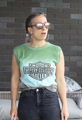 VINTAGE 1990S HARLEY DAVIDSON OMBRE VEGAS SLEEVELESS T SHIRT