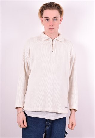 LEVI'S MENS VINTAGE JUMPER SWEATER MEDIUM WHITE 90'S