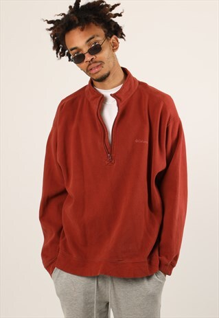 VINTAGE COLUMBIA EMBROIDERED SPELL OUT 1/4 ZIP SWEATSHIRT