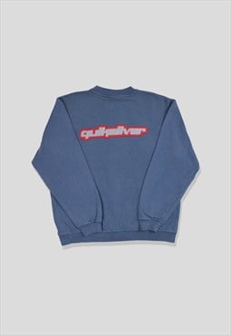 Vintage 90s Quiksilver Embroidered Logo Sweatshirt in Blue